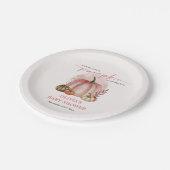 Schattige Roze Kleine Pompoen Meisje Baby shower Papieren Bordje (Gekanteld)
