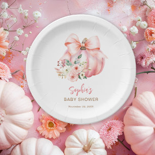 Schattige Roze Kleine Pompoenen Baby shower Papieren Bordje