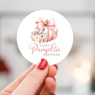 Schattige Roze Kleine Pompoenen Baby shower Ronde Sticker