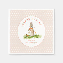 Schattige roze konijn blij paaspapier servet