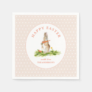 Schattige roze konijn blij paaspapier servet