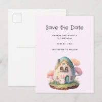 Schattige Roze Konijn Kawaii Stijl Bewaar de Datum