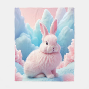 Schattige roze konijntje Snoep wolken Fleece Deken