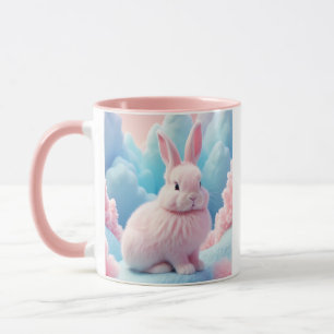 Schattige roze konijntje Snoep wolken Mok