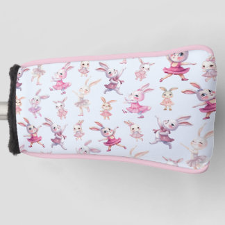 Schattige roze konijntjes danspatroon golfheadcover