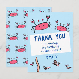 Schattige Roze Krab Zee Dieren Meisje Verjaardag B Briefkaart