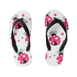 Schattige Roze Lieveheersbeestjes en Bloemen Kinder Teenslippers