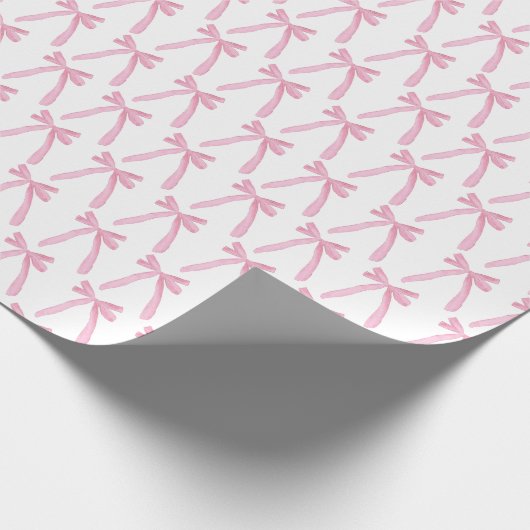 Schattige roze lint bogen patroon cadeaupapier (Hoek)