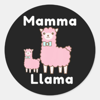 Schattige roze mamma lama nieuwigheid grappige lam ronde sticker