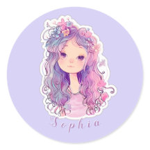 Schattige roze meisje 3, gepersonaliseerd