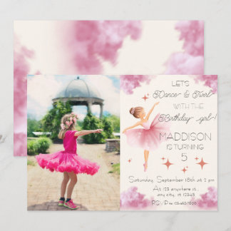 Schattige Roze meisje foto verjaardag balletfeest Kaart