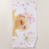 Schattige Roze Meisje Rubber Eend Strandlaken (Voorkant)