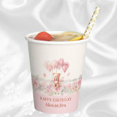 Schattige Roze Meisje Teddy Verjaardagsfeest Papieren Bekers