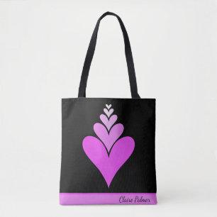 Schattige roze modern trendy hartontwerp draagtas