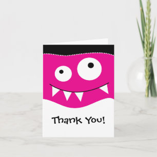 Schattige Roze MonsterDank u opmerking Bedankkaart