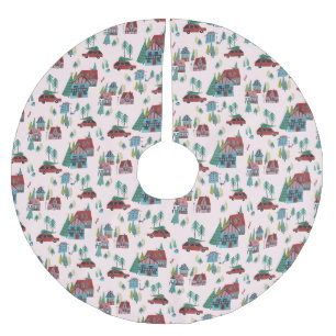 Schattige Roze Nordic skating Village Kerstpatroon Kerstboom Rok