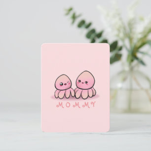 schattige roze octopus moeder bedankkaart
