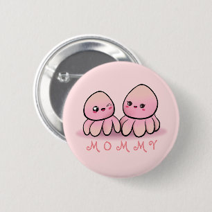 schattige roze octopus moeder ronde button 5,7 cm