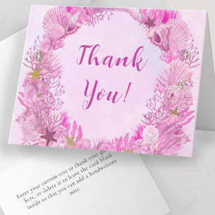 Schattige Roze Onder de Zee Meisje Baby Shower Bedankkaart