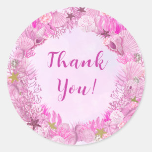 Schattige Roze Onder de Zee Meisje Baby Shower Ronde Sticker