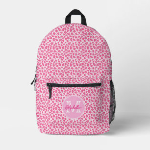 Schattige Roze op Roze Leopard Print   monogram Bedrukte Rugzak