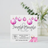 Schattige Roze Ornamenten Christmas Jingle en Ming Kaart (Staand voorkant)