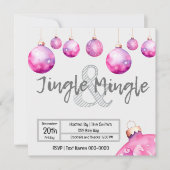 Schattige Roze Ornamenten Christmas Jingle en Ming Kaart (Voorkant)