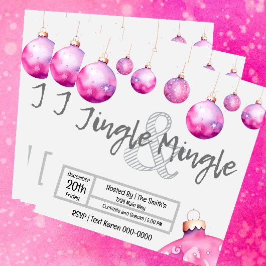Schattige Roze Ornamenten Christmas Jingle en Ming Kaart