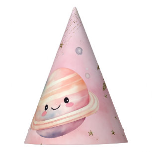 Schattige roze Outer space planet meisje Verjaarda Feesthoedjes