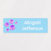 Schattige roze paarse kwal kawaii gepersonaliseerd labels (Design 1)
