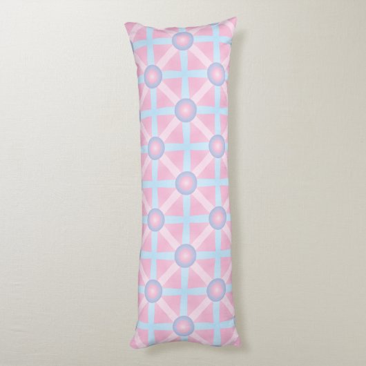 Schattige Roze, Paarse & Lichtblauw Patroon Lichaamskussen (Achterkant (Verticaal))