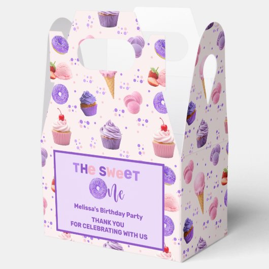 Schattige Roze Paarse Sweet One Eerste Verjaardag Bedankdoosjes (Geopend)