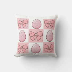 Schattige Roze Paaseieren Coquette Bow Kussen