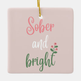 Schattige Roze Pastel Sober Kerstcadeau Keramisch Ornament