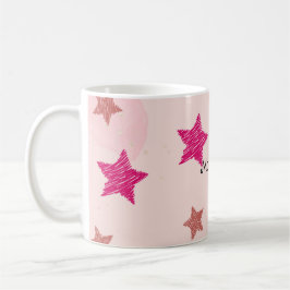 Schattige Roze Pastel Sterren Kerstpatroon Koffiemok