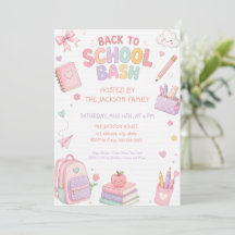 Schattige Roze Pastel Terug Naar School Feest
