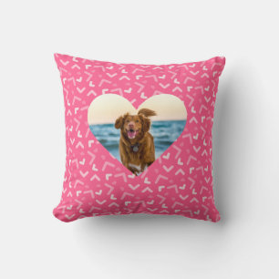 Schattige Roze Patterned Dog Foto Aangepast Kussen