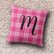 Schattige Roze Plaid Monogram Initialen Tartan
