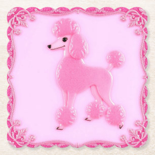Schattige Roze Poedel Papier Onderzetter