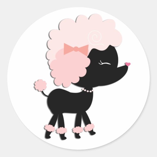 Schattige roze poedel Stickers (Voorkant)