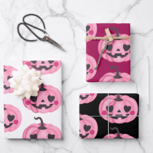 Schattige roze pompoen inpakpapier vel