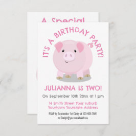 Schattige roze potje buikvarken gepersonaliseerd v kaart