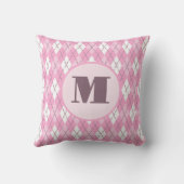 Schattige roze preppy argyle aangepaste monogram kussen (Achterkant)