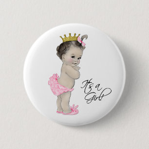 Schattige Roze Prinses Het is een Meisje Knop Ronde Button 5,7 Cm