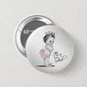 Schattige roze prinses is een meisje Button (Voorkant /achterkant)