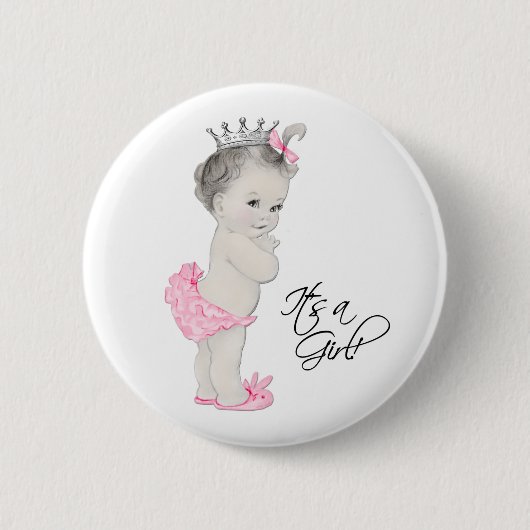 Schattige roze prinses is een meisje Button (Voorkant)