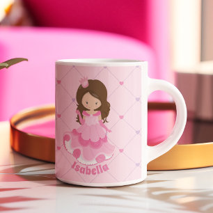 Schattige roze prinses meisje gepersonaliseerde Ki Koffiemok