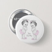 Schattige roze prinses tweeling baby meisje Button (Voorkant /achterkant)
