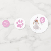 Schattige Roze Puppy Dog Verjaardagsfeest Confetti (Voorkanten)
