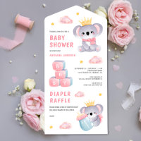 Schattige Roze Queen Koala Beer Meisje Baby Shower